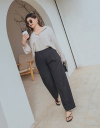 Sleek CEO Style Slimming Pleated Straight Suit Pants
