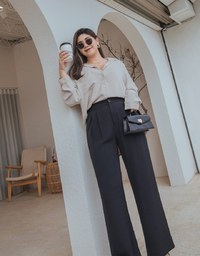 Sleek CEO Style Slimming Pleated Straight Suit Pants