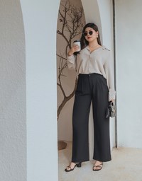 Sleek CEO Style Slimming Pleated Straight Suit Pants
