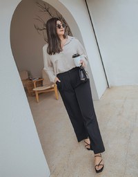 Sleek CEO Style Slimming Pleated Straight Suit Pants