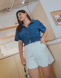 Sleek CEO Style Slimming Bias-Cut Slit Suit Short