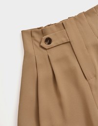 360° High Waisted Side-Button Pleated Wide Pants