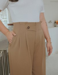360° High Waisted Side-Button Pleated Wide Pants