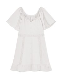Rustic Bohême Ruffled Hem Lace Mini Dress