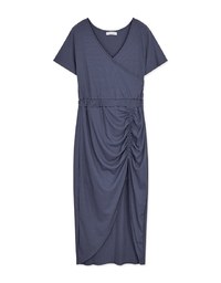 Voguish Curvy Side Ruched Slit Maxi Dress