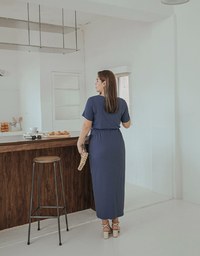 Voguish Curvy Side Ruched Slit Maxi Dress