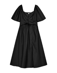 Vintage Criss Cross Front Hollow Slit Maxi Dress