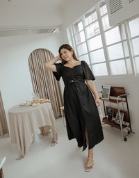Vintage Criss Cross Front Hollow Slit Maxi Dress