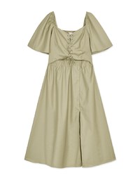 Vintage Criss Cross Front Hollow Slit Maxi Dress