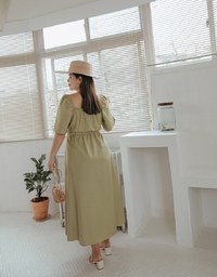 Vintage Criss Cross Front Hollow Slit Maxi Dress