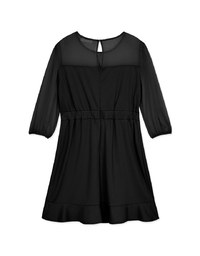 Classy Demure Sweetheart Splice Ruffle Dress