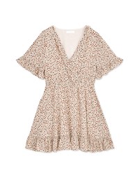 Classy Floral Ruffled Splice Chiffon Mini Dress