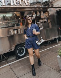 Iconic Denim Jeans Playsuit (with Belt)