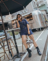 Iconic Denim Jeans Playsuit (with Belt)