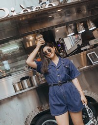 Iconic Denim Jeans Playsuit (with Belt)
