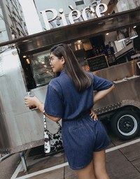 Iconic Denim Jeans Playsuit (with Belt)