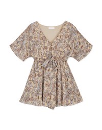 Paisley Button-Down Ribbon Playsuit