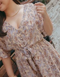 Paisley Button-Down Ribbon Playsuit