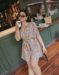 Paisley Button-Down Ribbon Playsuit