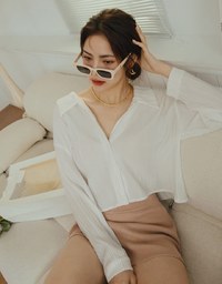 Textured Crinkled Oversized Collar Shirt