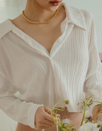 Textured Crinkled Oversized Collar Shirt