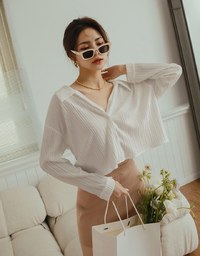 Textured Crinkled Oversized Collar Shirt