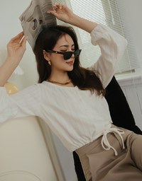 Minimal Chic V-Neck Embossed West-Tie Top