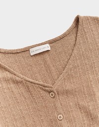 Minimal Chic V-Neck Embossed West-Tie Top
