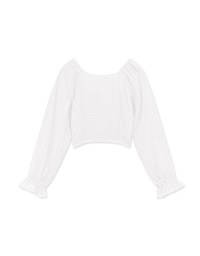 Light Plaid Flutter Peplum Crop Top
