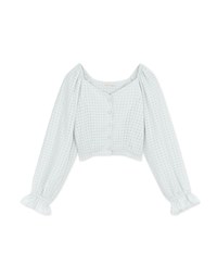 Light Plaid Flutter Peplum Crop Top