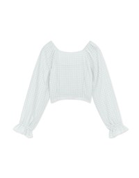 Light Plaid Flutter Peplum Crop Top