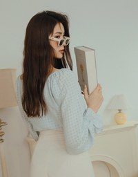 Light Plaid Flutter Peplum Crop Top