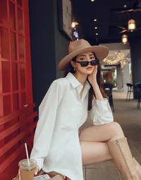 Basic Versatile Anti-Wrinkle Iron Free Blouse Shirt (With Detachable Shoulder Pads)