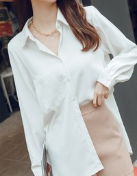 Basic Versatile Anti-Wrinkle Iron Free Blouse Shirt (With Detachable Shoulder Pads)