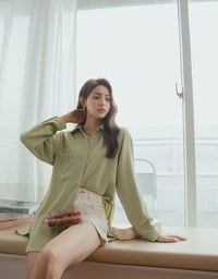 Basic Versatile Anti-Wrinkle Iron Free Blouse Shirt (With Detachable Shoulder Pads)