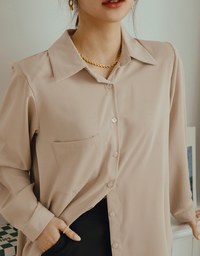 Basic Versatile Anti-Wrinkle Iron Free Blouse Shirt (With Detachable Shoulder Pads)