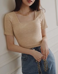 Square-Necked Knit Crop Top