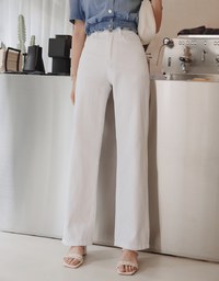 Button Front Cinched Waist Denim Jeans Crop Top