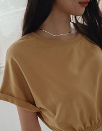 Basic Versatile Cinched Waist Crop Top