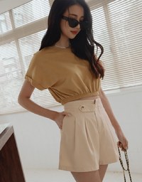 Basic Versatile Cinched Waist Crop Top