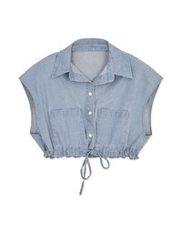 Casual Chic Drawstring Crop Denim Top