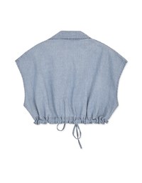 Casual Chic Drawstring Crop Denim Top