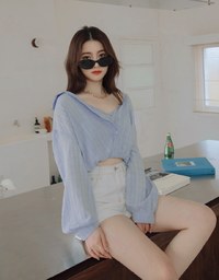 Modern Chic Transparent Sheer Fake Two-piece Blouse Shirt