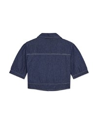 Elevated Casual Stitching Pocket Crop Blouse Shirt