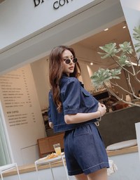 Elevated Casual Stitching Pocket Crop Blouse Shirt