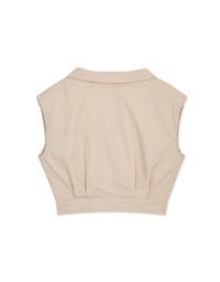 Smart Casual Cotton Linen Suit Collar Crop Top (With Shoulder Pads)