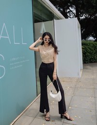 Smart Casual Cotton Linen Suit Collar Crop Top (With Shoulder Pads)
