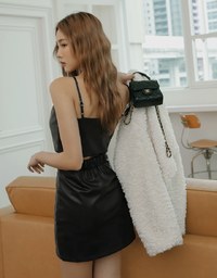 Trendy Thin Strap Faux Leather Cami Top