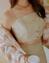 Trendy Thin Strap Faux Leather Cami Top