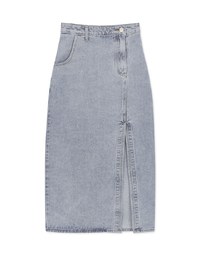 Side Slit Design Denim Jeans Midi Skirt